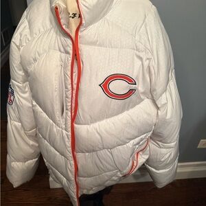 Chicago Bears Vintage White Winter Coat Jacket Large NFL Reebok - Unisex